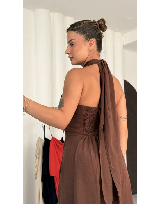 Jessica Salaş Elbise - Kahve