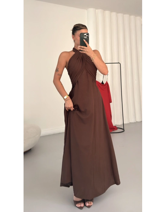 Jessica Salaş Elbise - Kahve