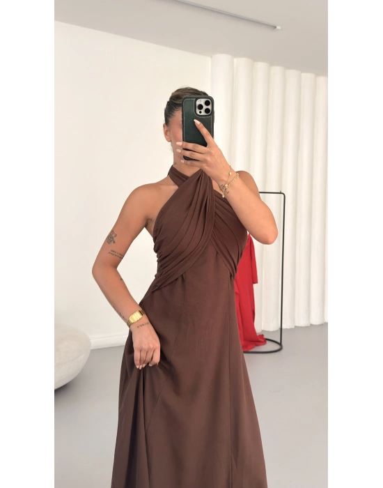 Jessica Salaş Elbise - Kahve