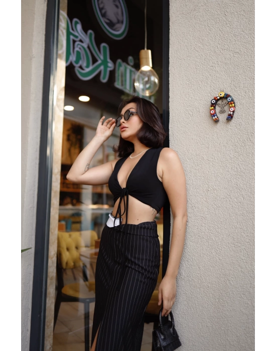 Jessie Kruvaze Crop - Siyah