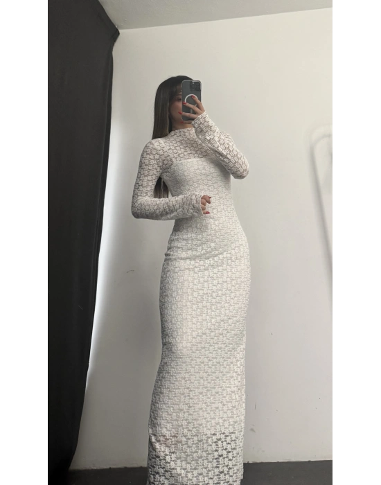 Joselina Dantel Elbise - Beyaz