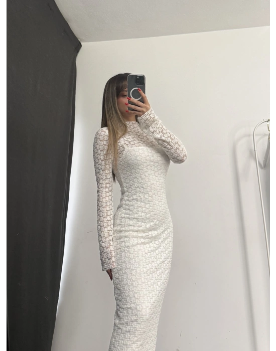 Joselina Dantel Elbise - Beyaz