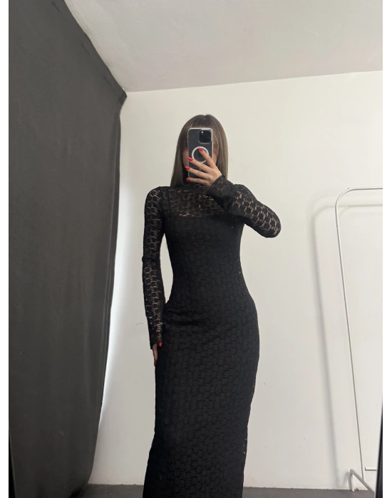 Joselina Dantel Elbise - Siyah