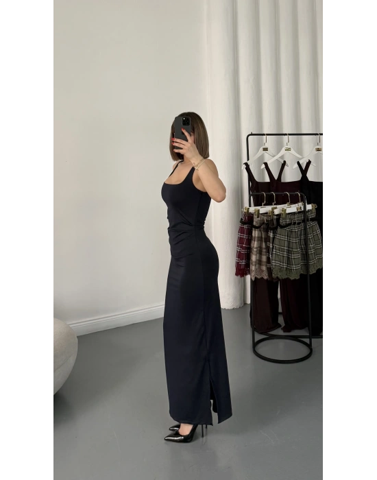 Josie Kare Yaka Elbise - Lacivert