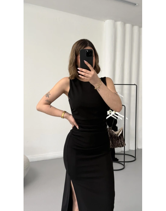 Kaisa Drapeli Elbise - Siyah