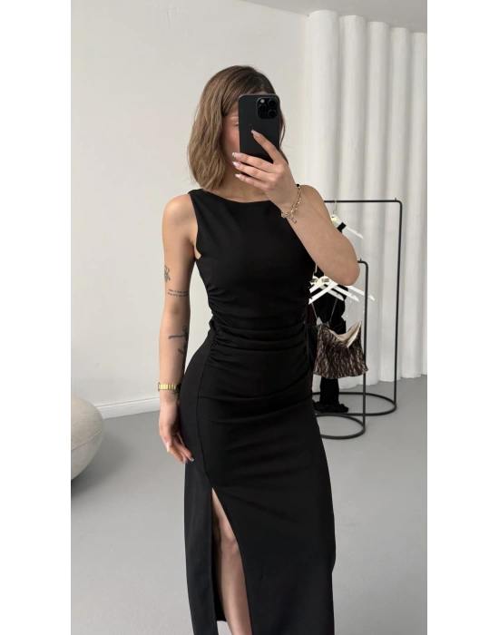 Kaisa Drapeli Elbise - Siyah