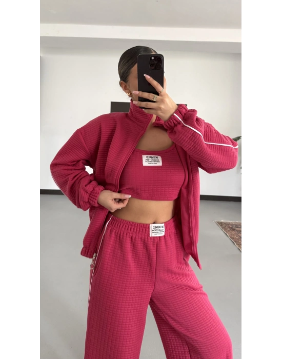 Kapitone 3lü Takım - Pembe