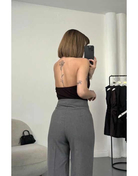 Katia Aksesuar Yaka Bluz - Kahve