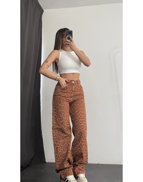 Katy Leopar Desen Baggy Jean - Kiremit
