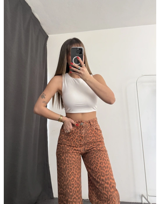 Katy Leopar Desen Baggy Jean - Kiremit