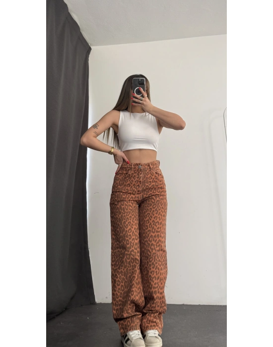Katy Leopar Desen Baggy Jean - Kiremit