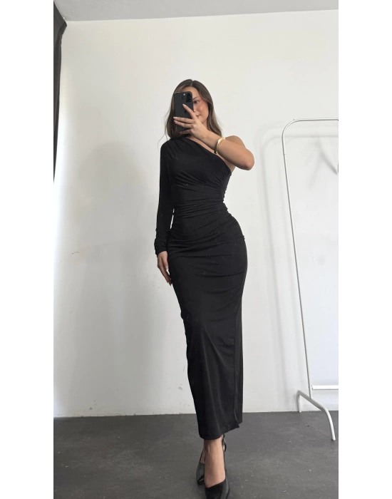 Kaylee Tek Kol Elbise - Siyah