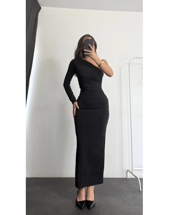 Kaylee Tek Kol Elbise - Siyah