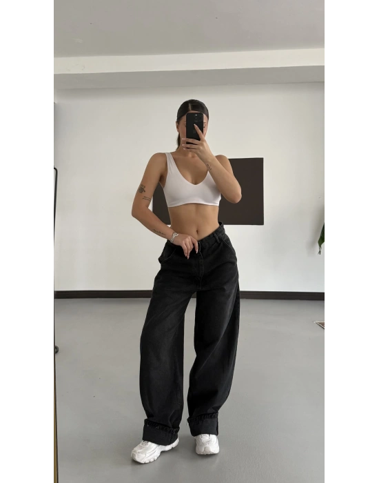 Kylie Barrel Fit Jean - Füme