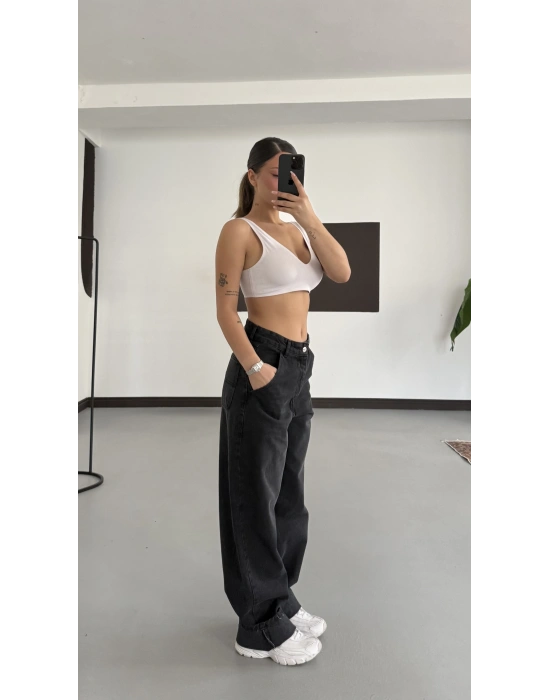 Kylie Barrel Fit Jean - Füme