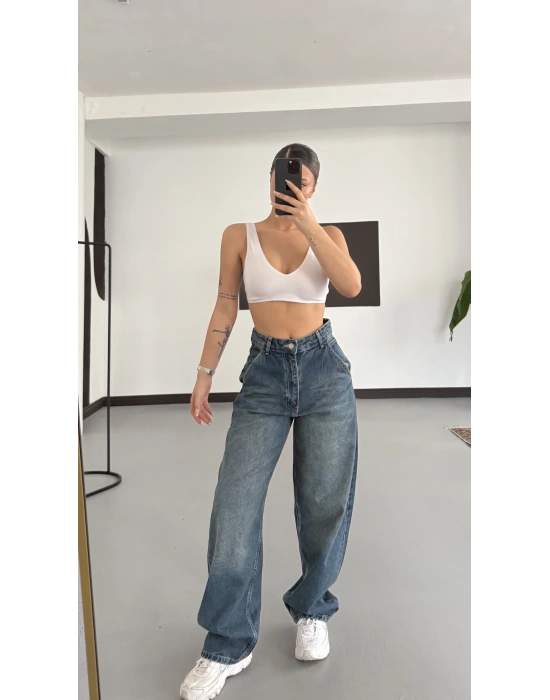 Kylie Barrel Fit Jean - Tintli