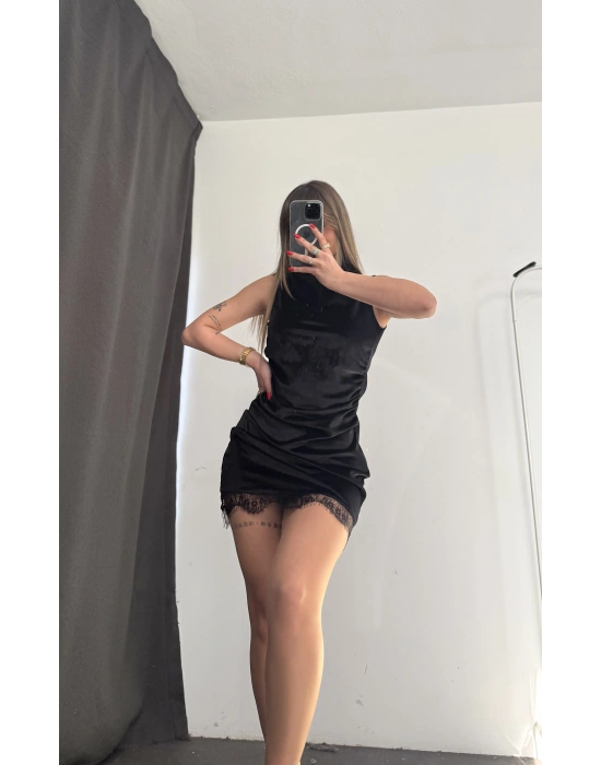 Kylie Kadife Elbise - Siyah