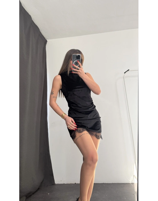 Kylie Kadife Elbise - Siyah