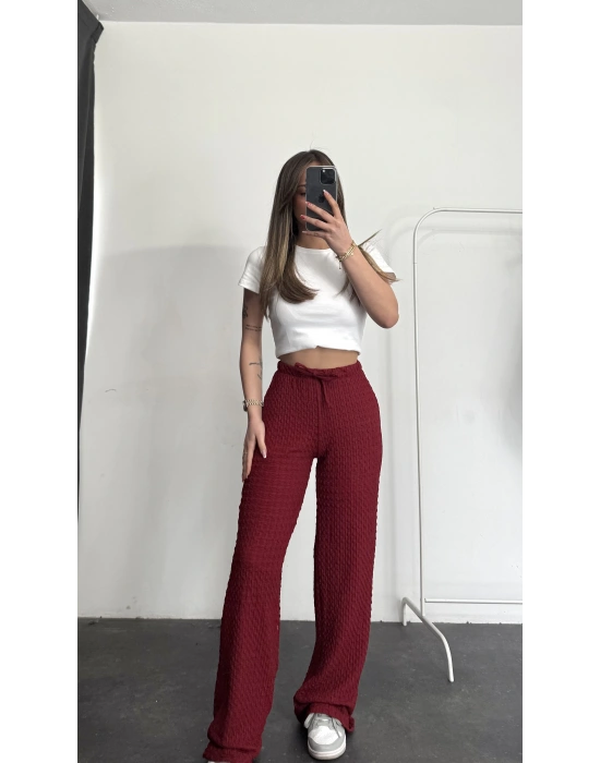 Lala Bürümcük Pantolon - Bordo