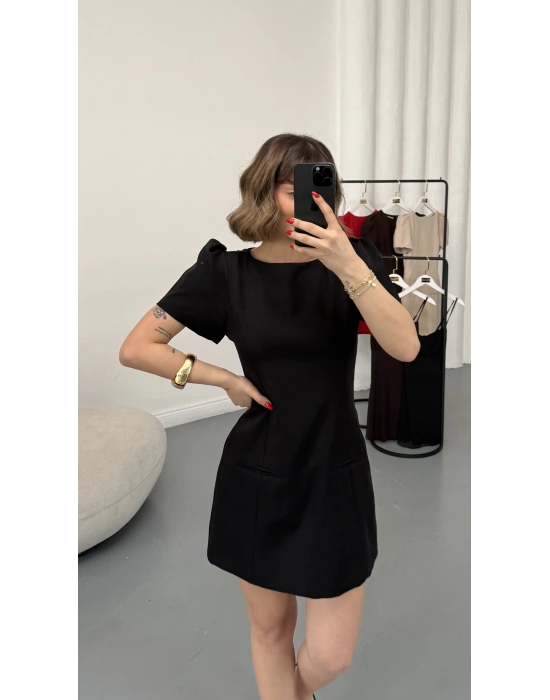 Larisa Karpuz Kol Elbise - Siyah