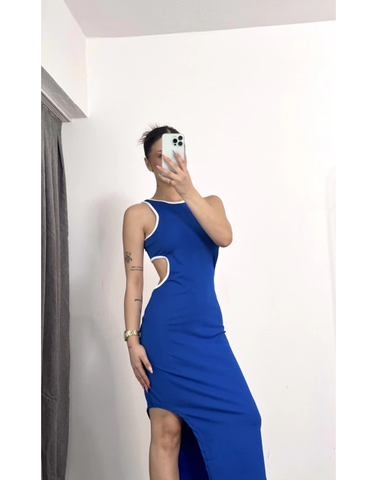 Laura Dekolte Elbise - Mavi