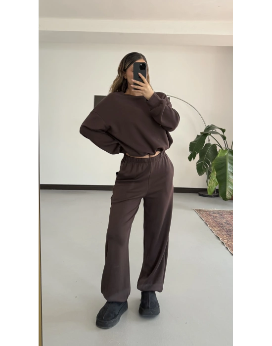 Lavinia Beli İpli Takım - Kahve