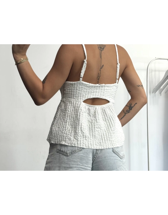 Layla Askılı Bluz - Beyaz
