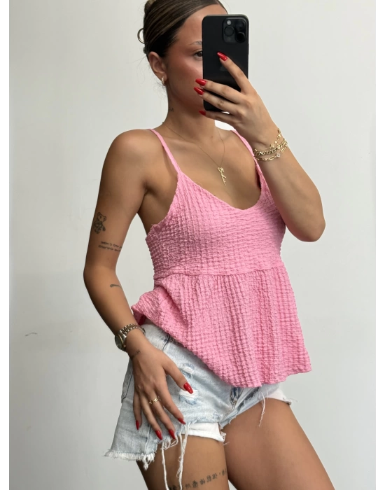 Layla Askılı Bluz - Pembe