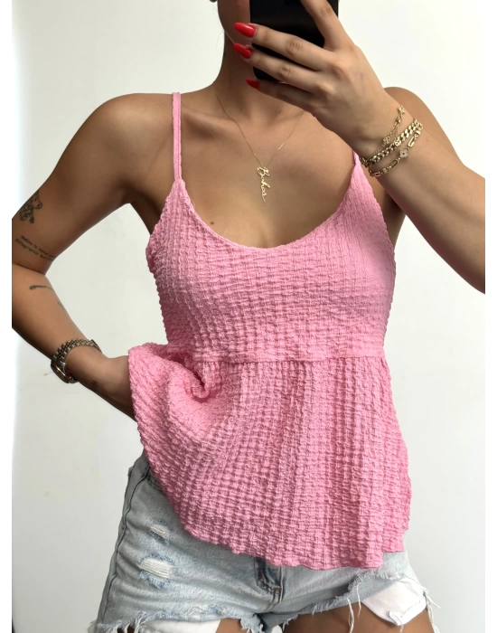 Layla Askılı Bluz - Pembe