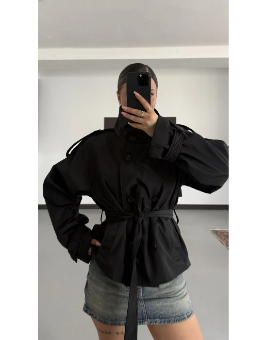 lazy Omega Trençkot - Siyah