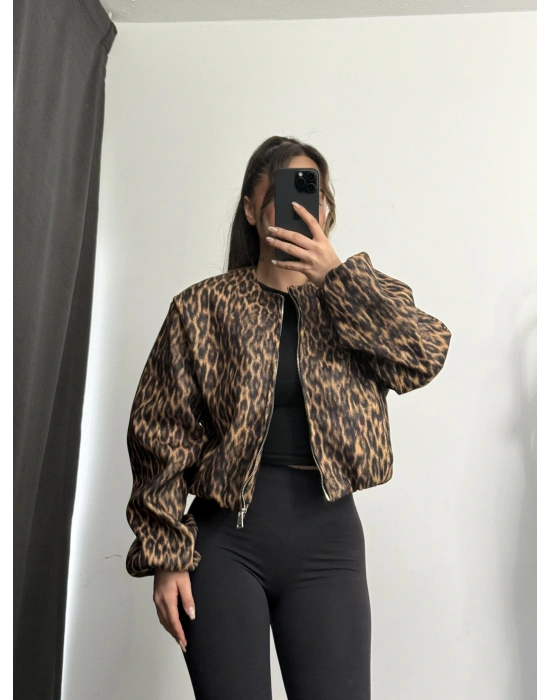 Leopar Bomber Ceket