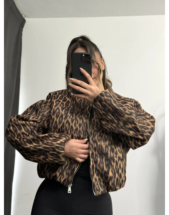 Leopar Bomber Ceket