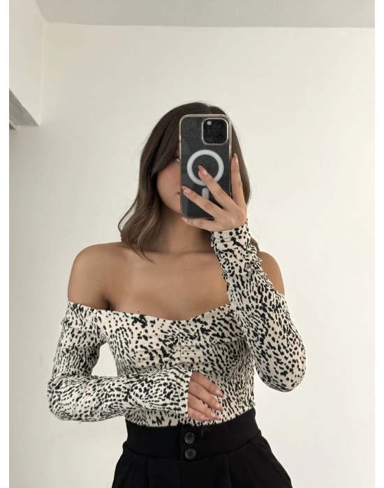 Leopar Corseli Crop - Bej