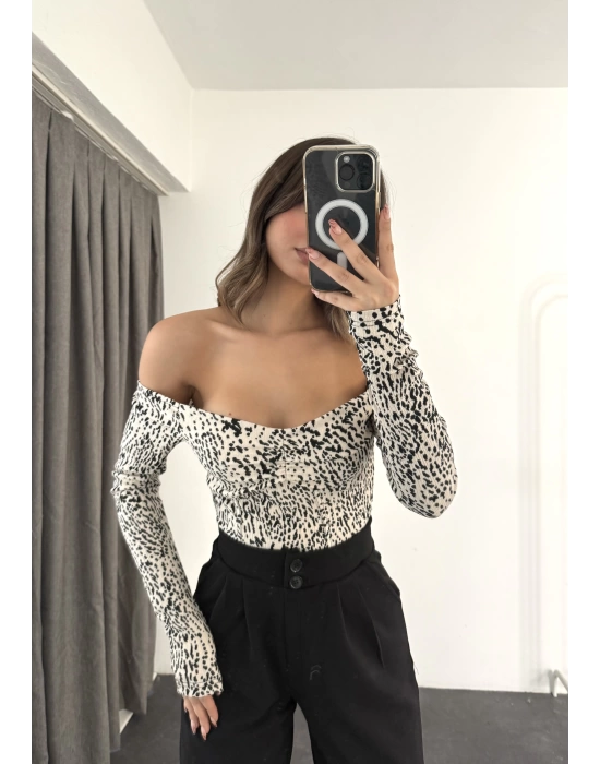 Leopar Corseli Crop - Bej