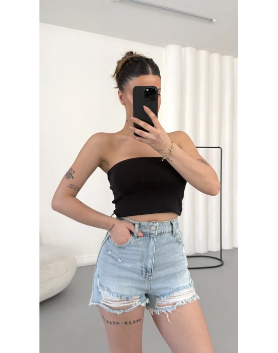 Lexi Gloplu Crop - Siyah