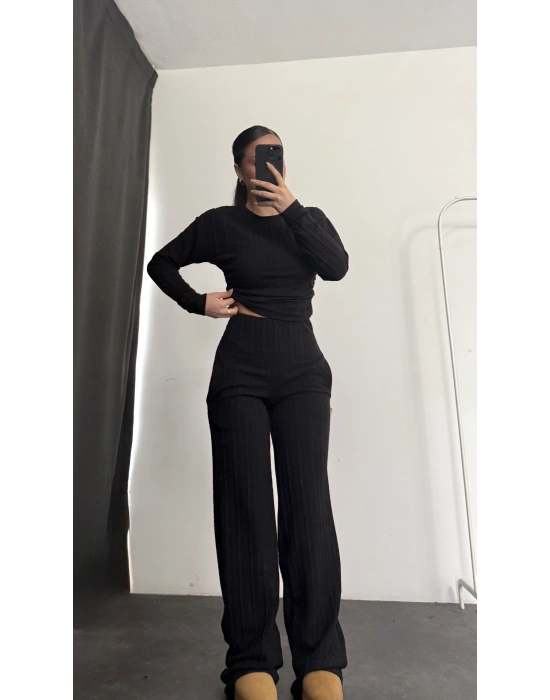Lexy Büzgülü Takım - Siyah