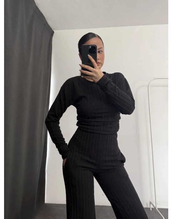 Lexy Büzgülü Takım - Siyah