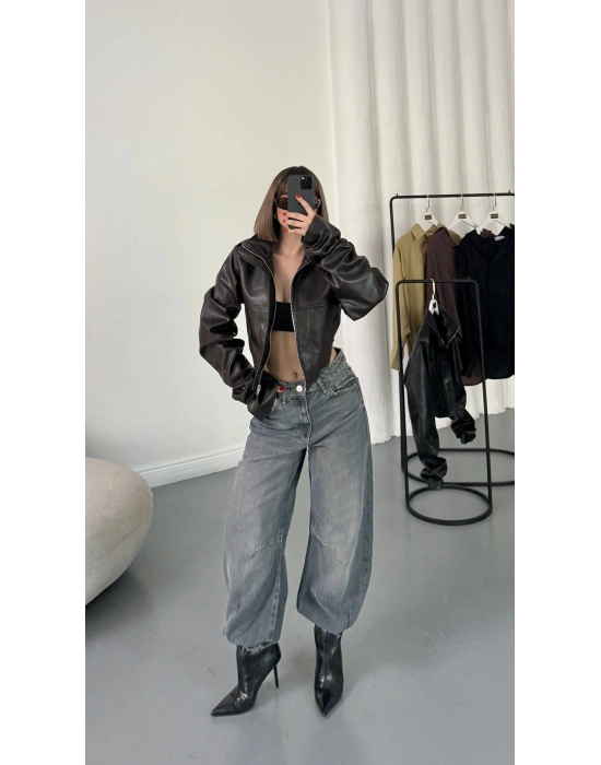 Liam Bomber Deri Mont - Kahve