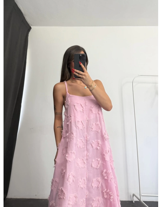 Lilia Keten Elbise - Pembe