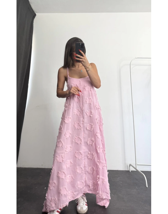 Lilia Keten Elbise - Pembe