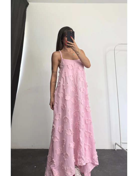 Lilia Keten Elbise - Pembe