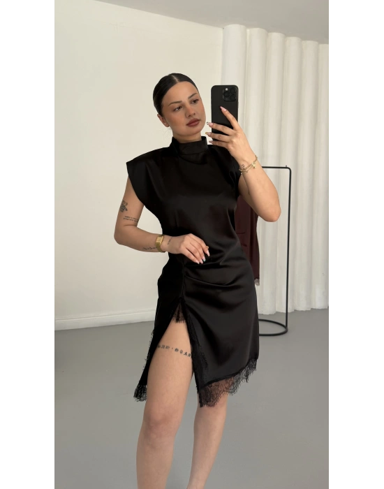 Lilian Saten Elbise - Siyah