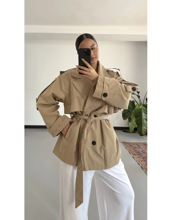 Lindia Kısa Trençkot - Bej