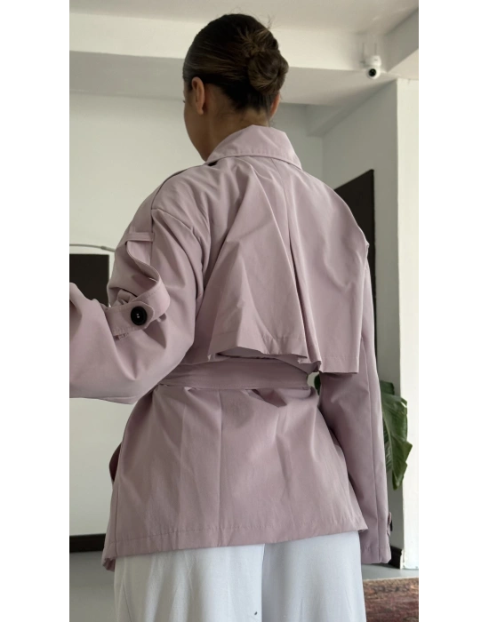 Lindia Kısa Trençkot - Pembe