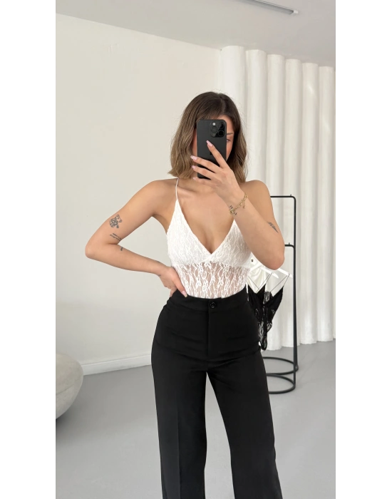 Linet Dantel Bodysuit - Beyaz