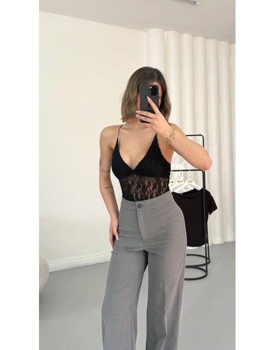 Linet Dantel Bodysuit - Siyah