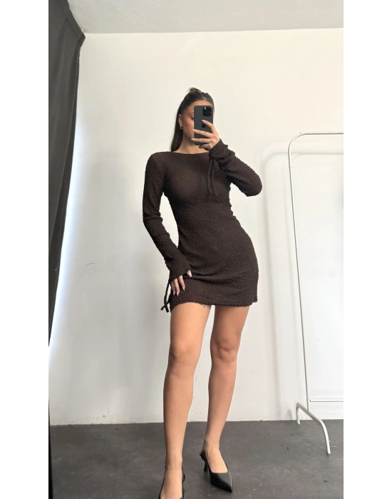 Linett Mini Elbise - Kahve