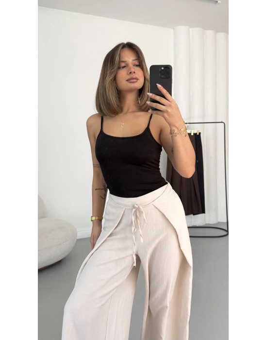 Livia Bağcıklı Pantolon - Bej