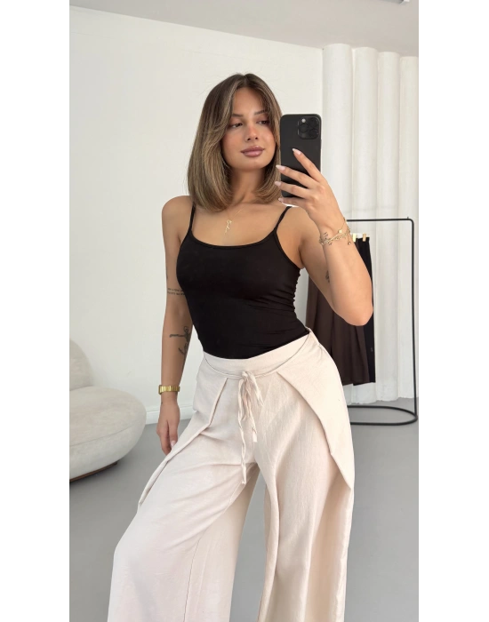 Livia Bağcıklı Pantolon - Bej