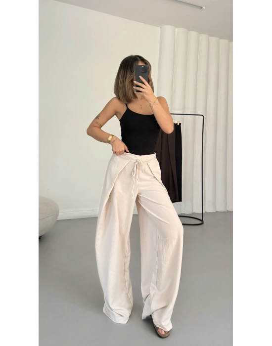 Livia Bağcıklı Pantolon - Bej
